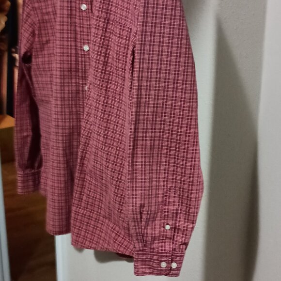 Eddie Bauer Men's Long Sleeve Button Down Shirt Size Large Red Checked - Picture 4 of 12